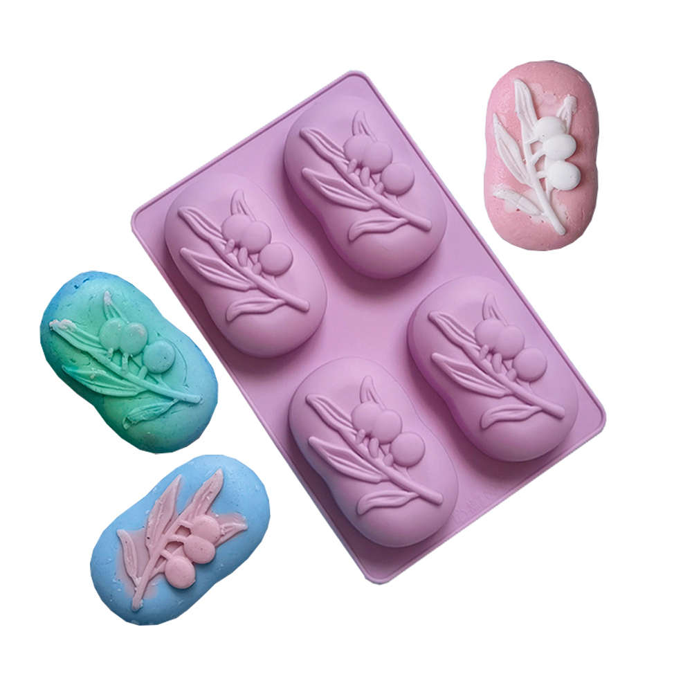 Soap Making Guide For Beginners - 4 Cavities Oval Olive Tree Silicone