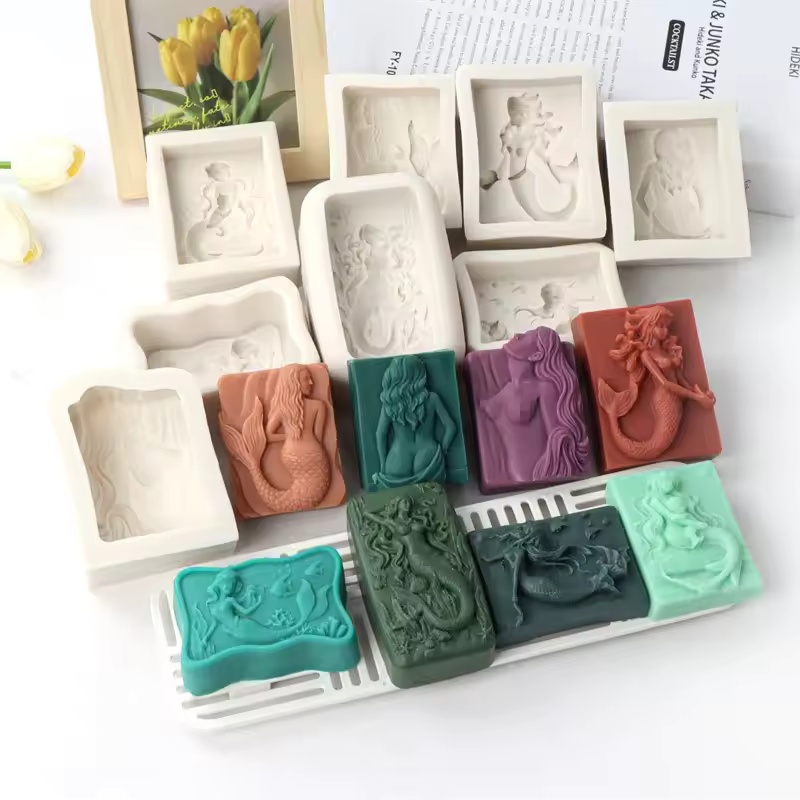 Soap Making For Beginners - Rectangle Ocean-Style 3D Mermaid Candle Mold