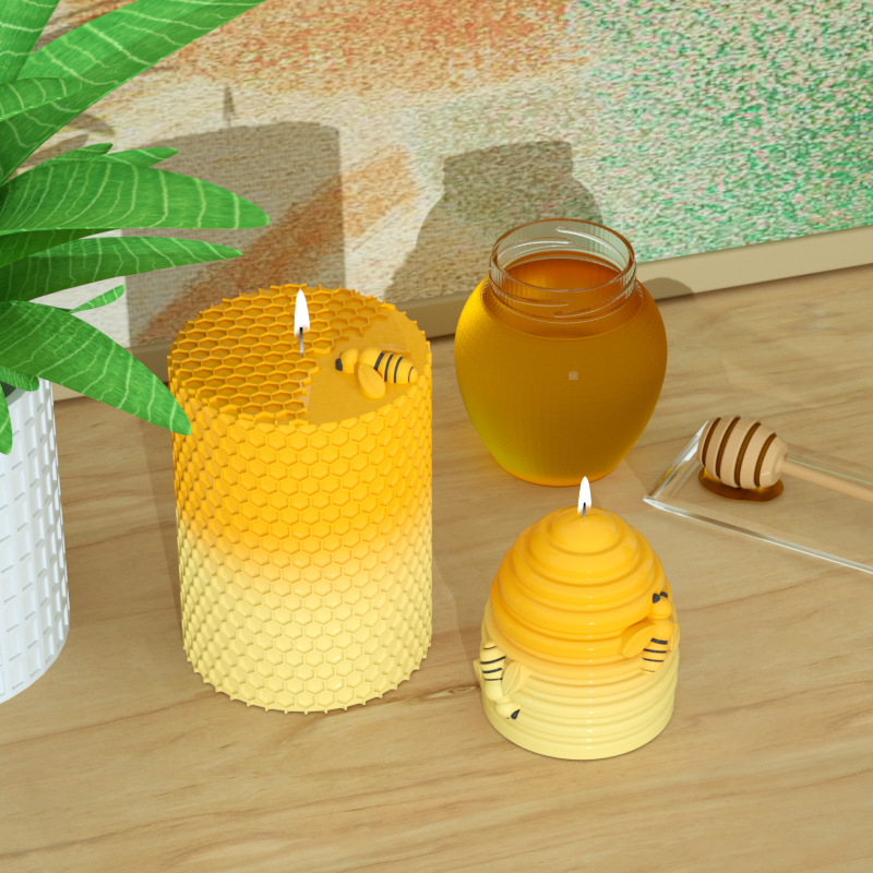 Soap Making Homemade - Candle Silicone Mold 3D Bee Honeycomb