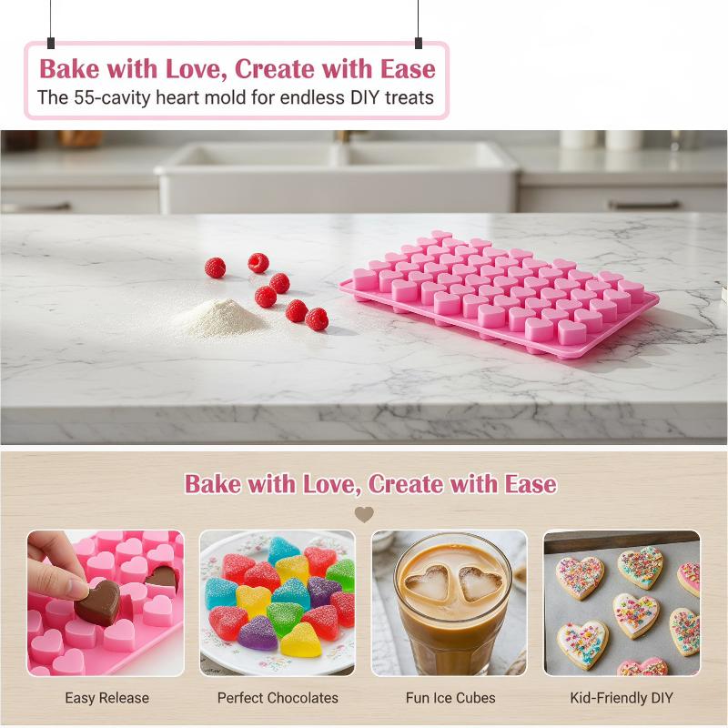 55 Grids Heart Silicone Cake M - Soap Making Utensils ulasan dan harga